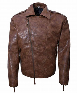 ARTIZ INTERNATIONAL Men's Custom Logo Windproof Eco-Friendly <b>Leather</b> <b>Jacket</b> with V-Neck Zipper Closure Streetwear Style <b>Winter</b> - Product Image 4