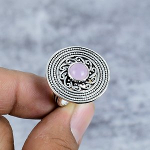 925 Sterling Silver Plated Rose Quartz Gemstone Bezel Handcrafted Vintage <b>Rings</b> For Everyday Wear - Product Image 1