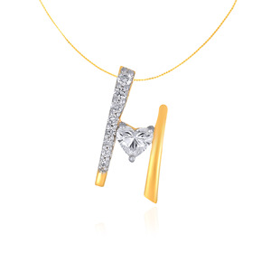 Collar con Colgante de Diamantes en Forma de Corazón en Tono Dorado Moderno, con Diamantes Cultivados en Laboratorio con Corte Redondo y Diseño de Barra Vertical para Mujer - Product Image 1