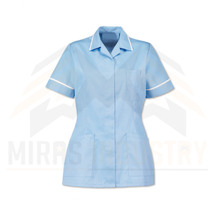 Blouse de travail noire à manches courtes pour femme en polyester respirant, idéale pour la détection des aiguilles, style mode, pour barbiers - Product Image 4
