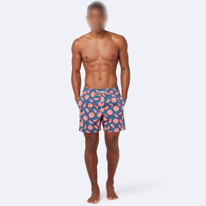 <b>Men's</b> Navy Blue Citrus Print Board Shorts Quick Dry Elastic Waist Casual Swim <b>Trunks</b> in best sale - Product Image 3