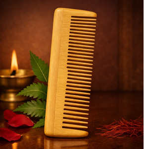 Sturdy <b>wide</b>-tooth wooden <b>comb</b> built with a solid grip handle for detangling, available at wholesale prices. - Product Image 5