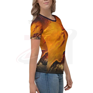 Camiseta de Manga Corta con Cuello Redondo y Estampado de Galaxia para Mujer, Corte Regular, Estilo Casual, Impresión por Sublimación, 100% Jersey de Poliéster - Product Image 4