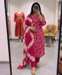 Salwar Kameez en coton fantaisie à imprimé floral, dupatta, tenue ethnique traditionnelle, robe de fête de mariage, style Inde Pakistan SHAGUN 85387 - Product Image 1