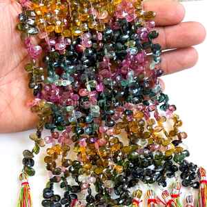 Cuentas facetadas de turmalina natural multicolor en forma de pera, 8x15 - 9x16 mm, cuentas de turmalina en forma de lágrima para joyería. - Product Image 4