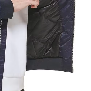 Chaqueta Bomber de Manga Larga al por Mayor para Hombre, Tallas Grandes, Logotipo Personalizado, Colores Sólidos, Chaqueta de Invierno con Cuello Alto - Product Image 6