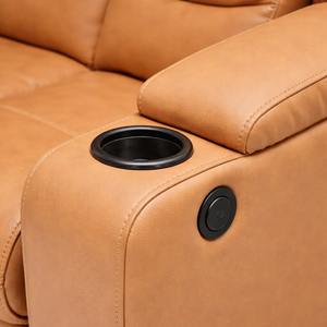 Juego de Sofás Reclinables Motorizados para Sala de Estar en Cuero PU con Portavasos y Chaise Longue - Product Image 4