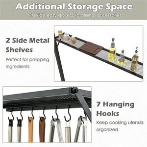 Gazebo per Barbecue da Esterno Beige 8 X 5 X 8.4 Piedi con 2 Ripiani - Product Image 5