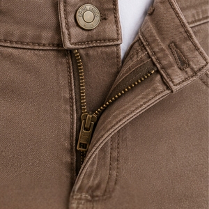 Custom Mocha Brown <b>Men</b> Slim Fit Biker Jeans <b>Stretch</b> Denim Pants Ribbed Knee Detail Casual Streetwear Fashion Trousers With Pocke - Product Image 5