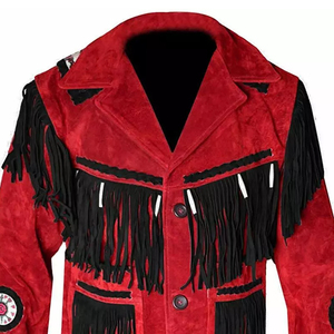 New Western Style Warm Red Black Genuine <b>Leather</b> Bomber Motorcycle <b>Jackets</b> Stylish Comfortable Long Sleeve Waterproof - Product Image 5