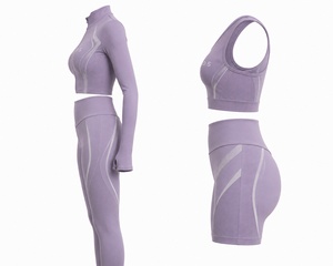 Ropa Deportiva al por Mayor, Conjunto de Yoga de 2 Piezas para Mujer, Sólido, Transpirable, de Secado Rápido, Ecológico, Ligero, Spandex/Nailon - Product Image 2