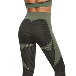 New Arrival Women's Seamless Yoga <b>Set</b> Custom Logo Active Wear <b>Sexy</b> Sport <b>Bra</b> Fitness Legging Plaid Pattern Front 2-Piece - Product Image 6