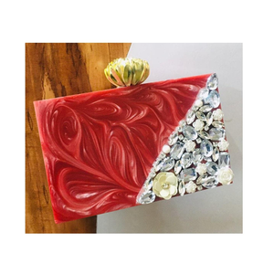 Bolso de Mano de Resina con Aspecto de Mármol, Patrón Geométrico Negro, Cadena Dorada, Bolso de Noche de Lujo, Hecho a Mano, Estilo Único, Último Diseño - Product Image 5