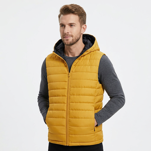 Chaleco Acolchado sin Mangas con Capucha para Hombre, Color Sólido, Cierre de Cremallera, Impermeable, Cortavientos, Ropa Exterior Informal para Otoño e Invierno - Product Image 4