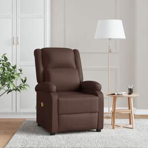Fauteuil de massage réglable en similicuir marron avec appuie-têtes standard - Product Image 1