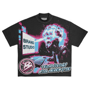 Camisetas Personalizadas para Hombre, Lavado Ácido, Estampado DTG, 100% Algodón, Antiarrugas, Transpirables, Estilo Urbano, Manga Corta - Product Image 2