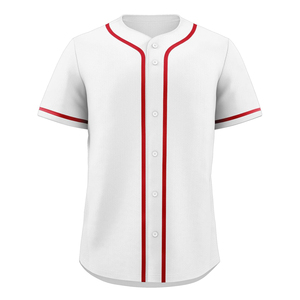 Maillot de baseball blanc avec bordure rouge, manches courtes, boutons sur le devant, pour hommes et jeunes adultes, respirant, en polyester, maillot de sport de baseball - Product Image 5