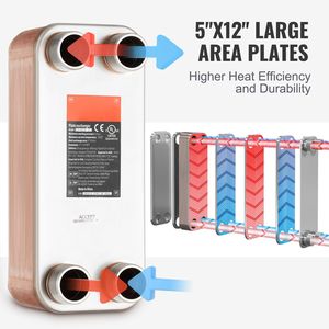 Scambiatore di calore a piastre brasate 5x12 pollici, 30 piastre in rame/acciaio inossidabile 316L, nuovo scambiatore acqua-acqua, compatibilità con olio FL - Product Image 4