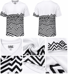 Camiseta Deportiva de Poliéster con Estampado Geométrico por Sublimación y Transferencia de Calor, Transpirable, Cuello en V, Manga Corta, Talla S - Product Image 1