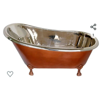 Baignoire autoportante en cuivre au design exceptionnel, finition argentée, grande taille, écologique, pour salle de bain, en promotion