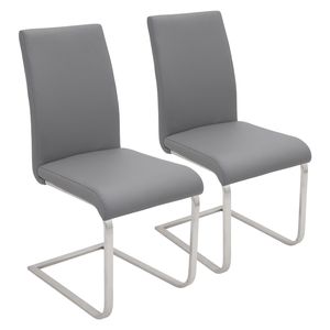 Juego de 2 sillas de comedor Foster Contemporary en piel sintética gris - Product Image 1