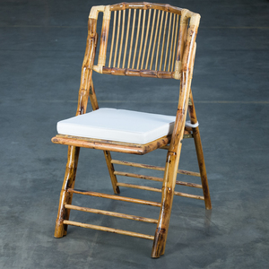 Wholesale <b>Bamboo</b> Folding Chair with Cushion Natural Finish Wedding Event Seating Indoor Outdoor Furniture OEM ODM - Product Image 1
