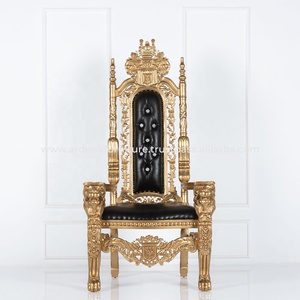 Silla de trono de madera maciza antigua francesa europea, respaldo alto de lujo, mechones, Rey León, novia, novio, muebles, sala de estar de Hotel - Product Image 2