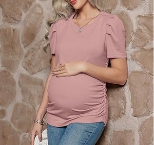 Camisetas de Maternidad para Mujer, Camisetas de Lactancia, Camisetas Casuales para Damas Embarazadas, Camisetas Lisas de Color Rosa, Transpirables - Product Image 6