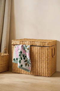 Natural Rattan Ripple Wicker Storage <b>Basket</b> Handmade Wicker <b>Laundry</b> Hamper Organizer For Bedroom Kids Room Decor Home Decor - Product Image 4