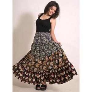 Indian Handmade Cotton Maxi <b>Skirt</b> Colorful <b>Patchwork</b> Print Bohemian Summer Fashion - Product Image 1
