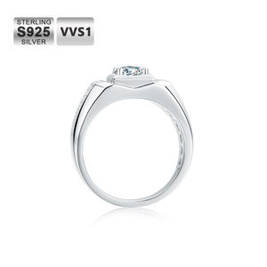 rapper jewelry luxury men diamond 925 sterling <b>silver</b> iced out fine jewelry <b>solitaire</b> pave moissanite hip hop <b>ring</b> Unisex band - Product Image 5