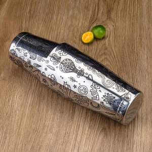 ดีไซน์ลายสลักธีมสันติภาพ ขนาด 850+550 มล. 28+18 ออนซ์  แก้วสแตนเลสสตีล 18/8 สำหรับผสมเครื่องดื่ม บาร์ ไวน์ ค็อกเทล  แก้วเชคเกอร์บอสตันแบบถ่วงน้ำหนัก - Product Image 2