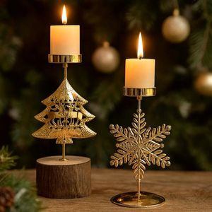 Christmas Candlestick Holder Set metal <b>Star</b> <b>Tree</b> Snowflake Decorative Home Decoration Heat Resistant - Product Image 3