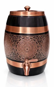 Distributeur d'eau en cuivre en promotion avec robinet et couvercle, grande capacité, design bohème pour la maison et les fêtes - Product Image 1