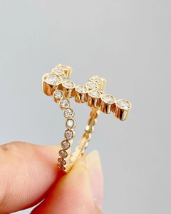 A to Z Alphabetical Word Diamond <b>Ring</b> Lab Grown Diamond Bezel Set Letter <b>Name</b> Engagement <b>Ring</b> 14k Birthday & Graduation Gift - Product Image 4