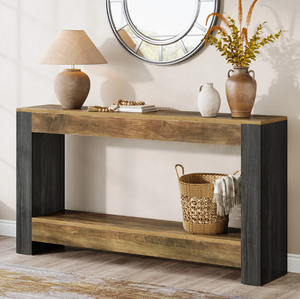 Mesa Consola Rústica de Madera con Cajones de Almacenamiento para Organización en Salas de Estar, Dormitorios y Entradas de Estilo Rústico - Product Image 1