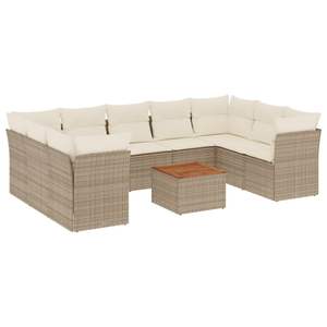 Conjunto de Sofás Modulares Grandes de Ratán Sintético PE Beige para Jardín, Muebles Modulares Cómodos para Exteriores - Product Image 2