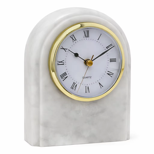 Art Crafts Wall <b>Clock</b> Mini Office <b>Table</b> Time <b>Clock</b> High-end Decorative Living Room Marble Stone Round Classic Quartz <b>clock</b> - Product Image 2