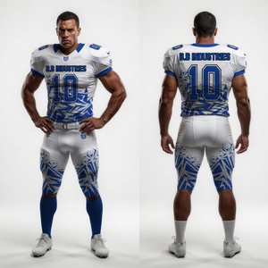 High Quality Custom White Green Flame Printed Short American Football Uniform Set Jersey <b>Pants</b> Number 10 B.B Industries Team - Product Image 6