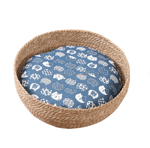 Cama de mimbre tejida a mano para mascotas, perro y gato accesorio para, con cojín, directamente de fábrica - Product Image 6