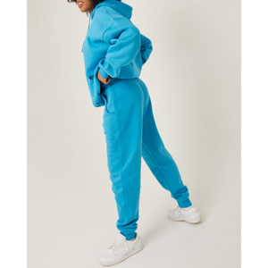 High Quality Comfortable Casual 100% Cotton Fleece Solid Embroidered Vintage Rhinestone Crop Top Hoodie Jogger Set Winter <b>Hip</b> - Product Image 6