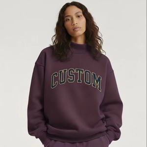 Service OEM Sweat-shirt à manches longues en polaire écologique, coupe oversize, col montant, épaules tombantes, style décontracté, Automne Hiver - Product Image 1