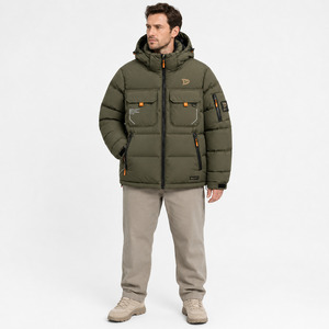 Custom <b>Men</b> Winter Puffer <b>Jacket</b> Polyester Quilted <b>Warm</b> Coat Low MOQ OEM Apparel Manufacturer - Product Image 4