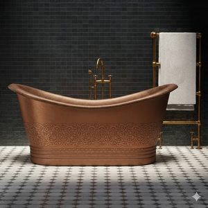 อ่างอาบน้ำทองเหลืองขัดเงาคุณภาพสูง อ่างอาบน้ำแบบลอยตัวสุดหรูสำหรับห้องน้ำสมัยใหม่ รีสอร์ท โรงแรม วิลล่า โครงการตกแต่งภายในโดยนักออกแบบ - Product Image 5