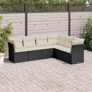 Set Divano da Giardino in Rattan PE Nero con Piedini Regolabili, Divani da Giardino con Piedini Regolabili - Product Image 1