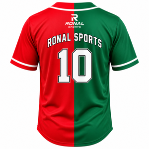 Maillots de baseball personnalisés en gros de haute qualité 100 % polyester pour hommes, respirants, antibactériens, imprimés par transfert thermique, à manches courtes - Product Image 2
