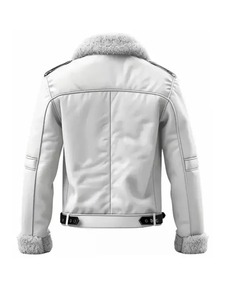 <b>Mens</b> B3 White <b>Shearling</b> Leather <b>Jacket</b> - Product Image 2
