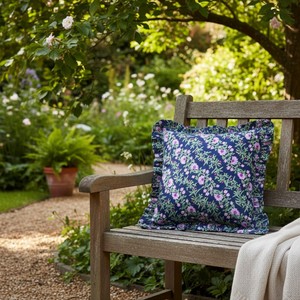 Decorative Navy Floral Cushion Cover Set 16x16 Inch <b>Pillow</b> Covers for <b>Sofa</b> Bedroom and Cafe Interiors - Product Image 1