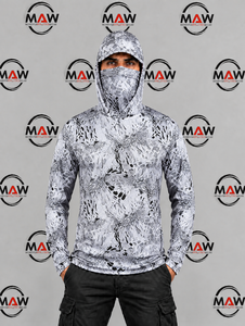 Sweat à capuche de pêche camouflage pour homme MAW, pull-over UPF 50 anti-UV à manches longues avec protection pour le visage - Product Image 1