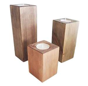 Support de bougie en bois naturel arrondi pour mariage, fête, Ramadan, tendance, support de bougie chauffe-plat pour décoration de table à la maison - Product Image 6